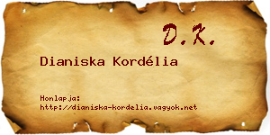 Dianiska Kordélia névjegykártya
